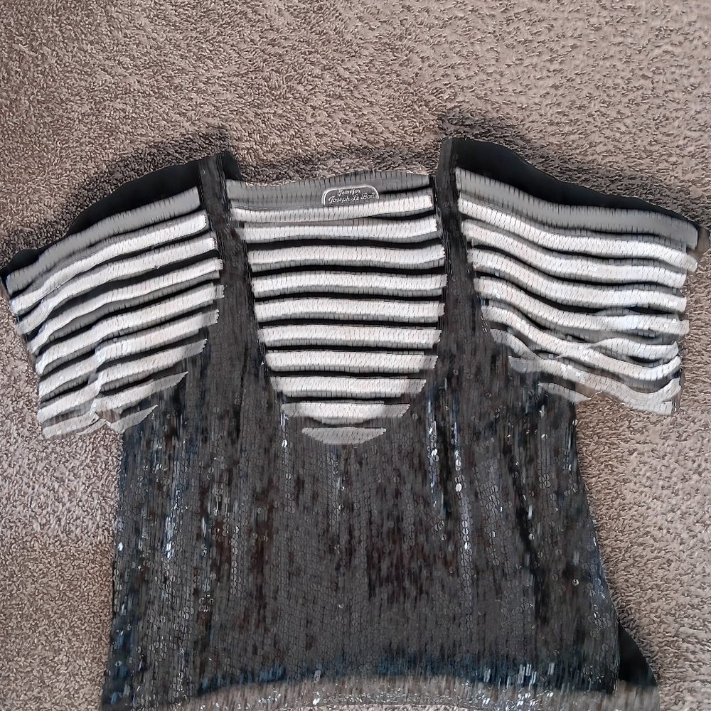 Black and white beaded and sequined blouse